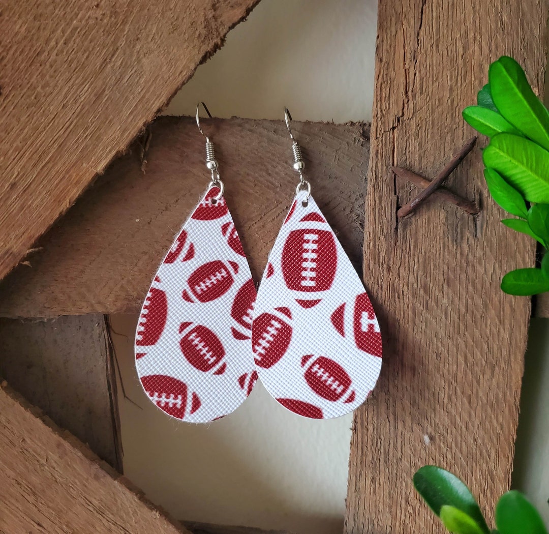 Football Faux Leather Earrings Etsy
