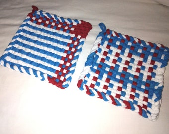 Handmade Old Glory potholder set