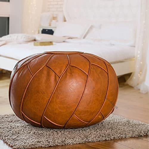 Set Of 2 Moroccan Pouf black brown - Great Boho Home Decor - shops Footstool Ottomans 100% handmade - leather pouof