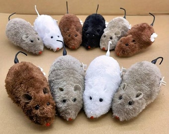 Plush Mouse Design Toy, 1Pc Wind Up Mouse Rat Cat Dog Playing Toy Mice Prank Mechanical Moving Animal Toy