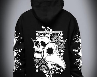 Plague Doctor - alternative black zip up gothic hoodie - The Hex Coven