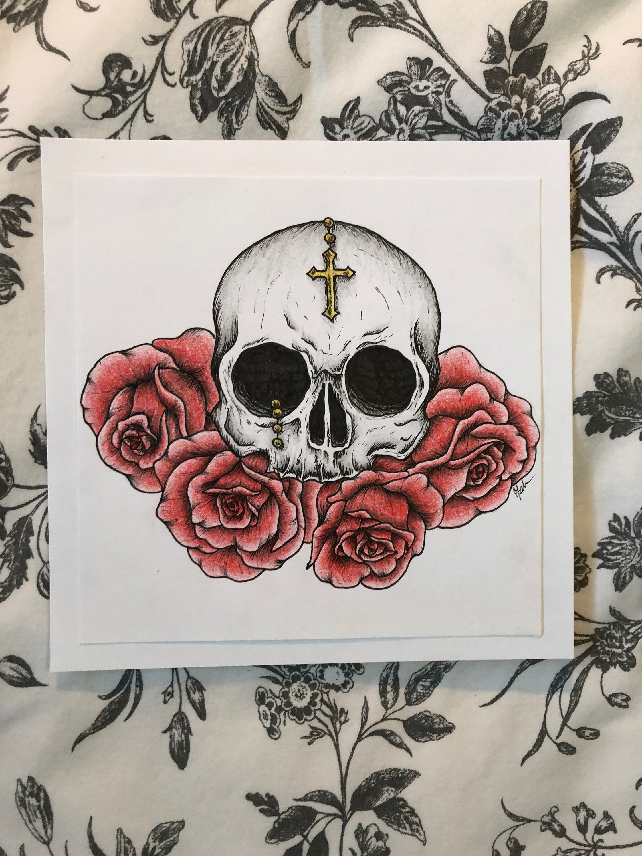 Marmont Hill Skull Roses キャンバスアートボード 5サイズ