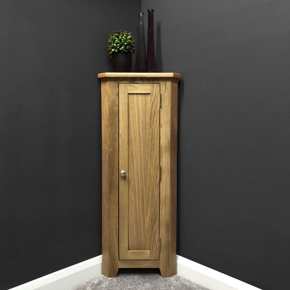 Harvard Oak Narrow Corner Cupboard Etsy UK