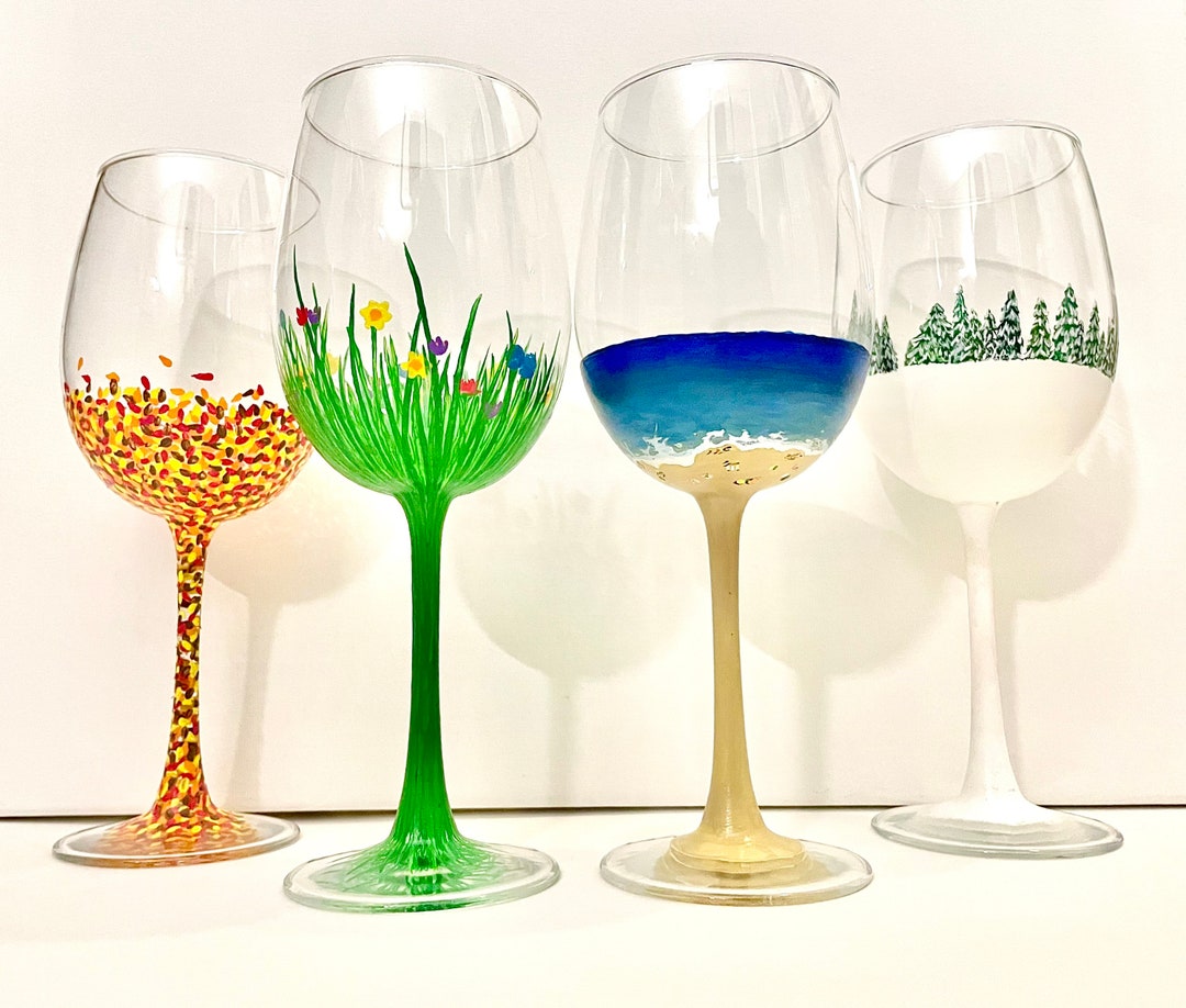 Four Seasons Wine Glasses Set of 4 Etsy