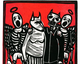 Day of The Dead-linosnede Nee sé/Ik weet het niet