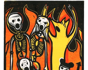 Day of the Dead Linosnede Vacaciones en familia/Family Vacation