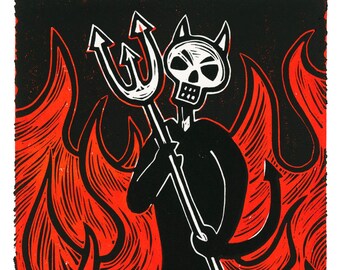 Day of the Dead Linosnede - El Diablo/The Devil
