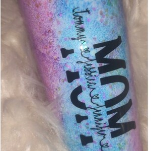 Mom Watercolor Custom Alcohol Ink Glitter Travel Tumbler wine/skinny/regular curve with lid and straw