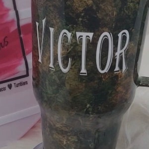 Camouflage Custom Alcohol Ink Travel Tumbler wine/skinny/regular curve with lid and straw