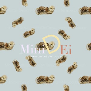 Seamless fabric design - sea otter mom with baby, cute animal motifs for children, fabric design, wrapping paper