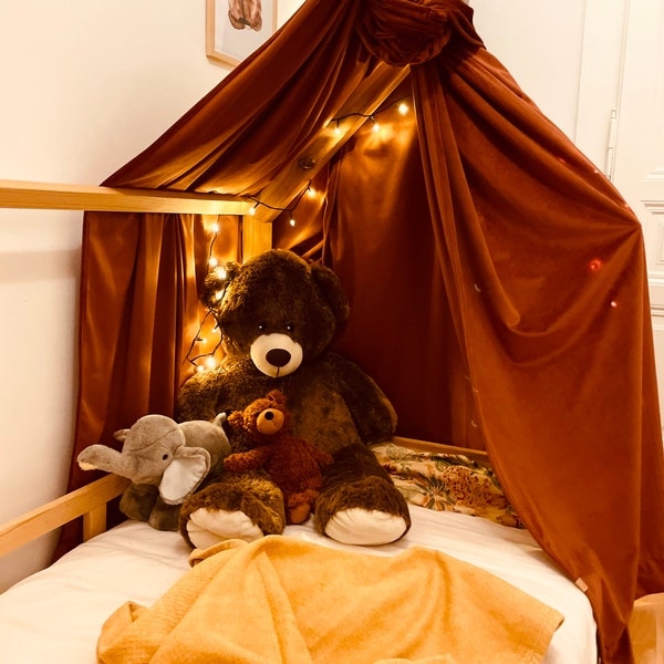 House bed canopy - terracotta in velvet -L, floor bed canopy, children's room bed canopy, tent