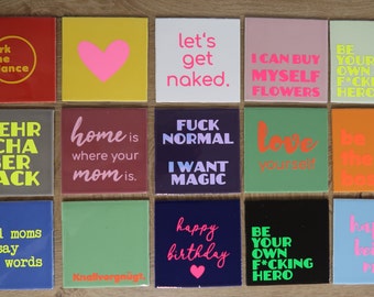 Decorative tile saying neon funny