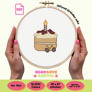 Jellycat Birthday Cake Mini PDF Cross Stitch Pattern | Cute Cartoon Design | Instant PDF Download | Needlework | Crafters Gift | Kawaii Fun