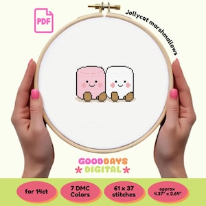 Marshmallow best friends PDF Cross Stitch Pattern | Cute Friendship Cartoon Design | Instant PDF Download | Jellycat kawaii | Crafter Gift