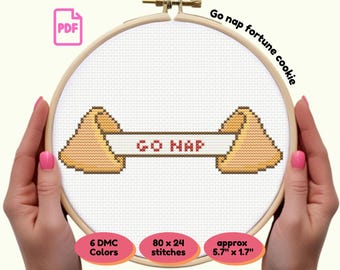 Funny Fortune Cookie “Go Nap” Cross Stitch Pattern | Humorous PDF | Sarcastic Needlework | Instant Download | Gift for Crafters