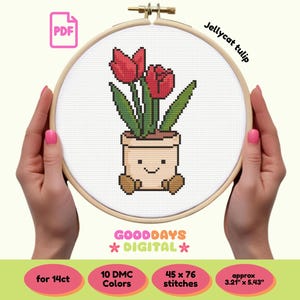 Jellycat Tulpe Kreuzstichmuster PDF | Niedliches mini Cartoon | Sofort PDF Download | Handarbeiten | Geschenk für Bastler | Niedliches Kuscheltier