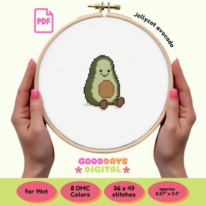 Jellycat Avocado Mini PDF Cross Stitch Pattern | Cute Cartoon Design | Instant PDF Download | Needlework | Gift for Crafters | Kawaii Fun