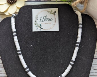 White Surfer Choker Necklace: Adjustable Beach Necklace