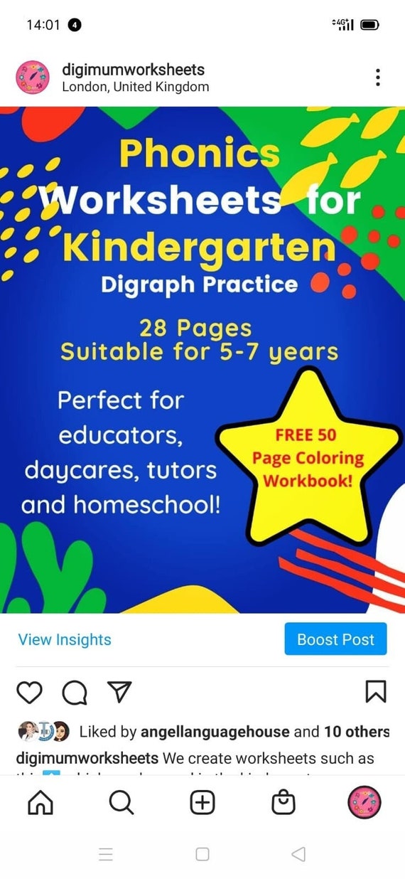 printable phonics worksheets kindergarten preschool etsy