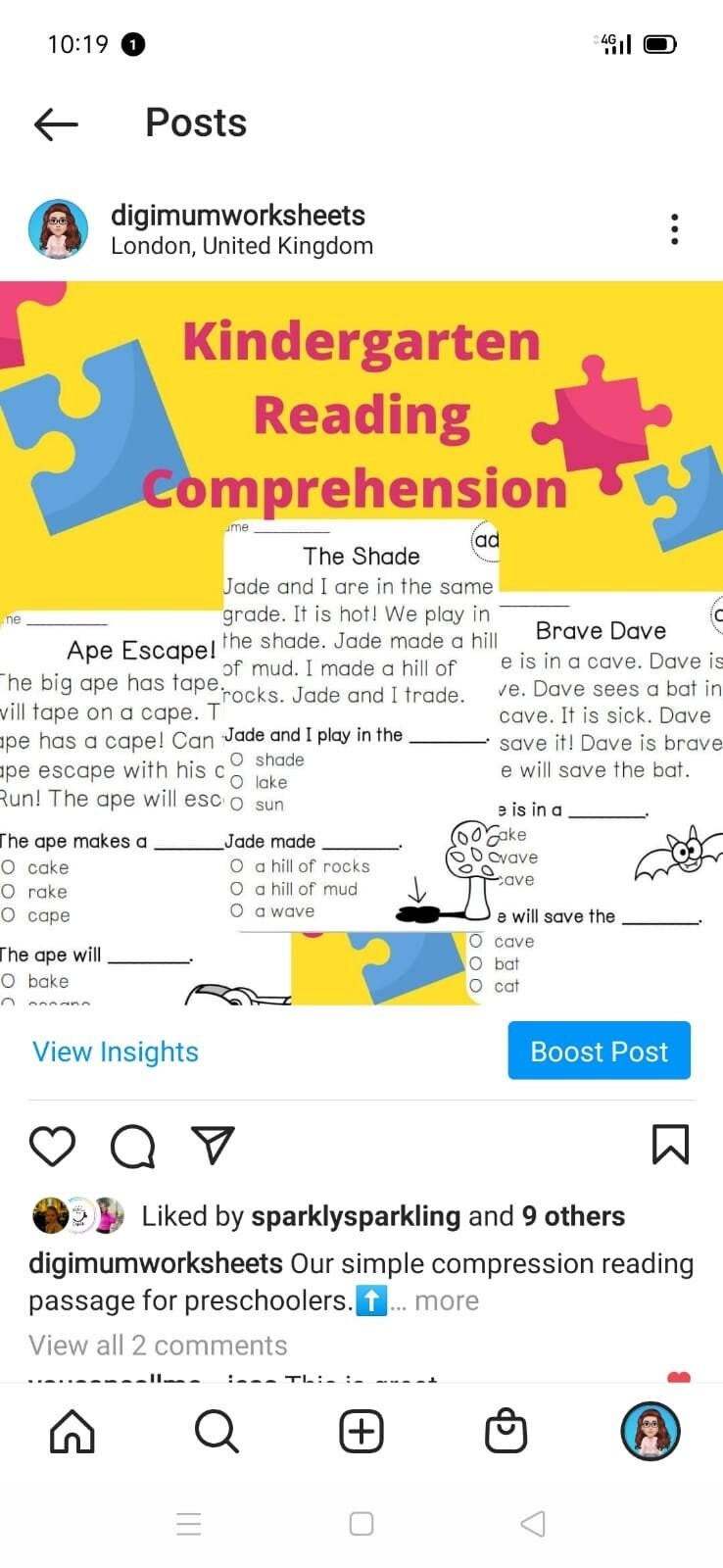 kindergarten at home reading worksheets simple comprehension etsy