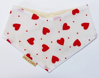 HEARTS | pet bandana personalised dog bandana cat bandana snap on personalised gift for dog mum accessories for pet valentines scrunchie