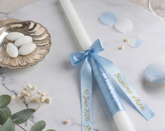 Bougie Baptême Personnalisé - Souvenir Baptême - Cierge Baptême, Communion, Confirmation personnalisé - Souvenir communion, confirmation