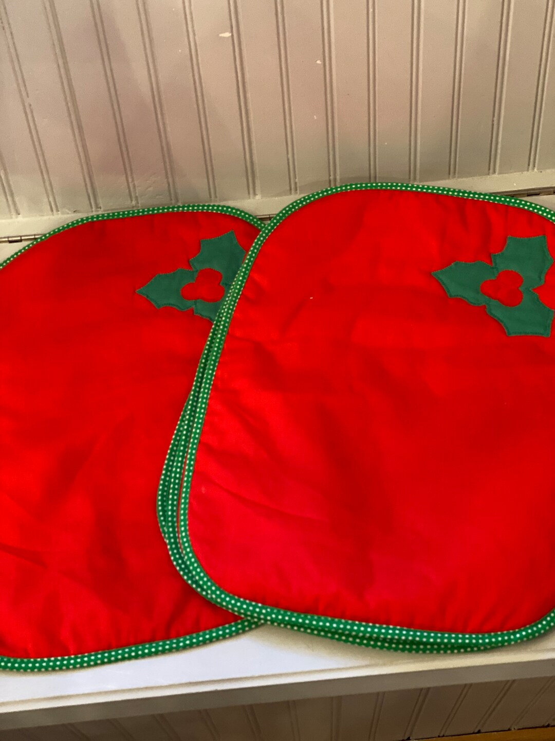Vintage Christmas Placemats, Set of 4, Holly Appliqué Etsy