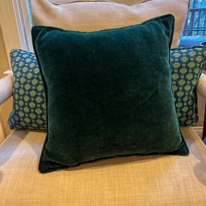 Deep Emerald Green Velvet Square Accent Pillow, 15 x 15 Inches