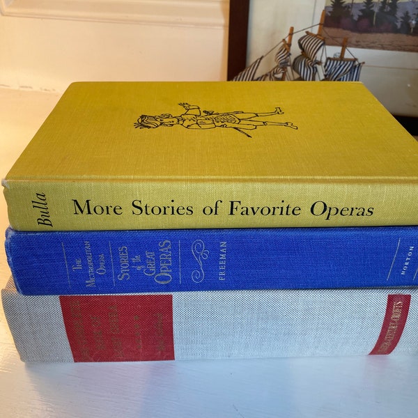 Lot of Vintage Opera Books, Hardback Decorative Books, Music Lovers Shelf Decor