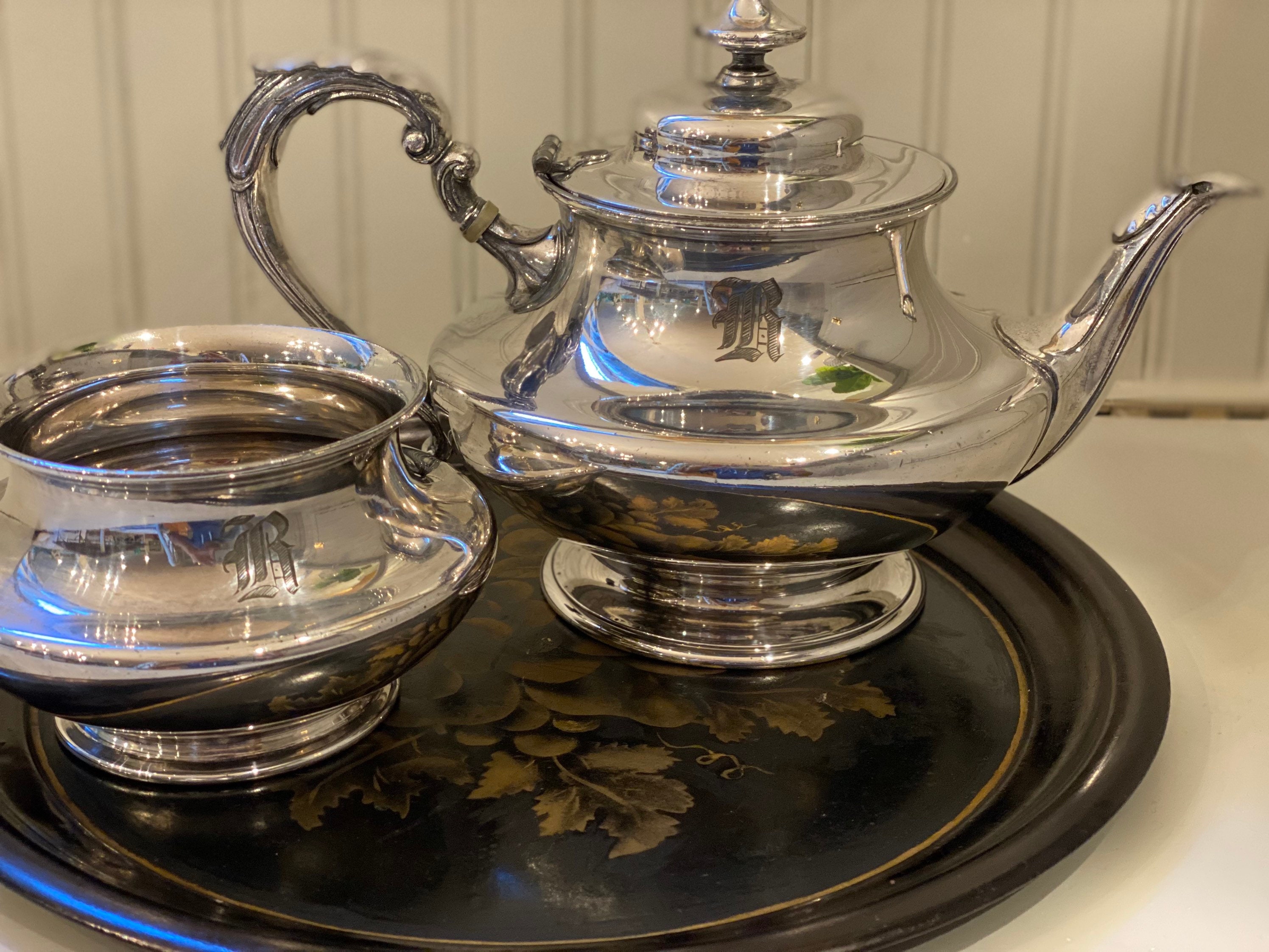 R Monogrammed Reed & Barton Teapot and Bowl Silver Plated - Etsy