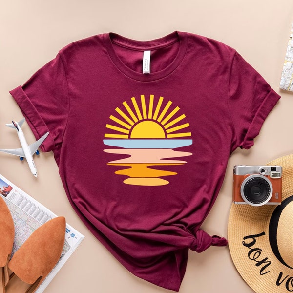 Retro Sunshine Shirt, Retro Sunshine T Shirt, Hiking T Shirt, Camping T Shirt, Travel T Shirt, Womens Camping Shirt, Womens Hiking Shirt