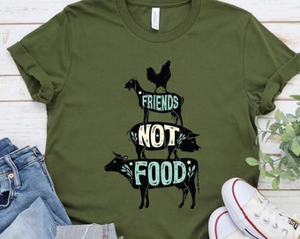 Friends Not Food Shirt, Vegan Shirt, Animal Rights Shirt, Vegan TShirt, Animal Rights TShirt, Vegan Gifts, Vegetarian Love, Vegetarian Shirt