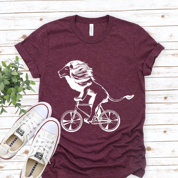 Lion on a Bike Shirt | Lion Lover Shirt | Gift for Her | Safari Shirt | Funny Shirt | Lion King Shirt | Christmas Gift Shirt | Best Gift