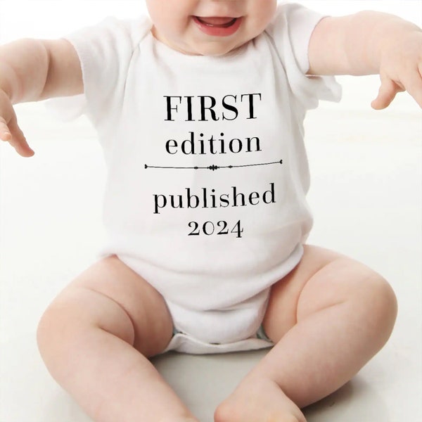 First Edition Baby Suit Outfit, Personalised Babygrow -  Personalised Year Baby Vest - Baby Body Suit - Unisex Baby Clothes - New Baby Gift