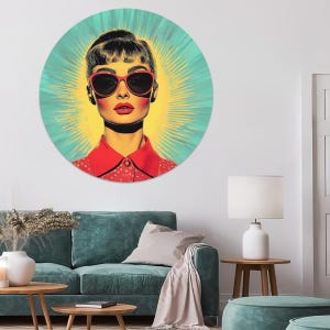 Cerchio da parete | Glamour in stile pop art | Arte murale moderna rotonda e resistente di alta qualità | Pronta da appendere