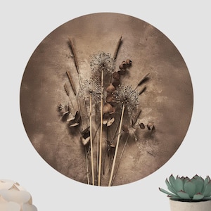 Cerchio da parete da appendere | Natura morta con fiori secchi | Opera d'arte rotonda da parete