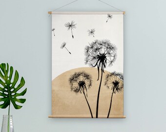 Textile poster | Golden Dandelion Silhouette. A high quality wall decoration on a durable flexible textile.