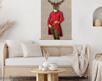 Textile poster | Artistic portrait of deer. A high-quality wall decoration on a durable, supple textile.