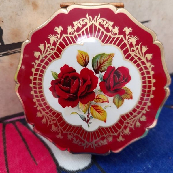 Vintage 1980's Stratton Red Roses Jewellery Box