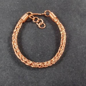 Copper Wire Bangle Bracelet VIKING STYLE, ONE knit, Handmade, Men, Women