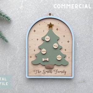 Customized Family Christmas Ornament SVG Laser File Cut Digital File for Glowforge | Custom Name ornament |Christmas Decor | Laser Cutter