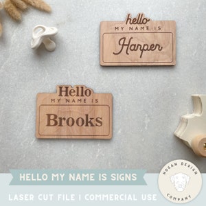 Hallo mein Name ist Baby Namensschild SVG Laser-Datei Schnitt Digitale Datei | Geburtsankündigung Zeichen | Neugeborenen Fotorequisite | Laserdatei | Glühschmiede