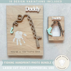 Angeln Bundle SVG Laser-Datei Schnitt Digitale Datei | Fischen Foto-Kühlschrankmagnet | Fischen Handabdruck Zeichen | Vatertag | Von Kids | Laserdatei