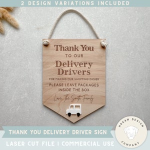 Signo del conductor de entrega Svg / Signo de refrigerio del conductor de entrega / Dejar el paquete en la caja / UPS USPS / Amazon / Signo de agradecimiento