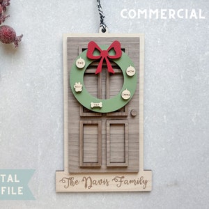 Customized Family Christmas Door Ornament SVG Laser File Cut Digital File for Glowforge | Custom Name ornament | Christmas Decor | Laser Cut