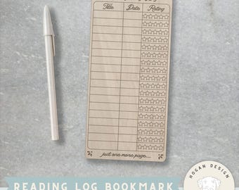 Reading Log Bookmark SVG Laser Cut File | Book Tracker Bookmark | Wood Engraved Reading Log | Glowforge Digital File