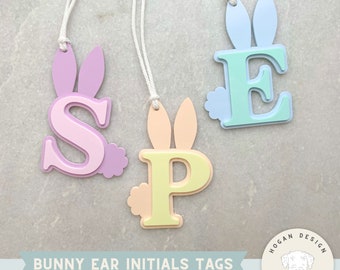 Bunny Ear Initials Easter Basket Gift Tags SVG Laser File Cut Digital File Glowforge | Monogram Letter Tag | A-Z Rabbit Ear Alphabet | laser