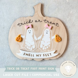 Trick or Treat smell my feet SVG Laser File Cut Digital File | halloween kids craft | kids foot craft | halloween Laser file | Glowforge