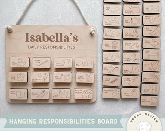 Hanging Responsibilities Board SVG Laser File Cut Digital File for Glowforge | Chore Chart for Kids Svg | Daily Task List | Laser Cut ready