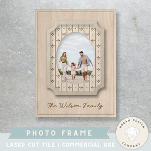 Custom Photo Frame SVG Laser Cut File | Picture Frame Glowforge Digital Download | Family Name Sign | Laser Cutter Home Decor